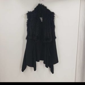 Alberto Makali rabbit fur black sweater vest size M